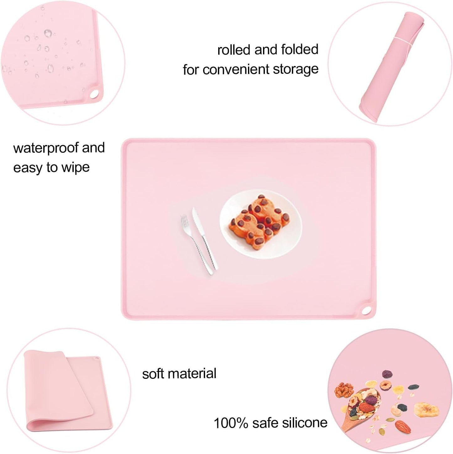 Extra Large Silicone Mat, 31.5x23.6 Inch Heat Resistant Mat for Kitchen Counter, Non Stick Silicone Baking Mat for Dough and Pastry, Thick Silicone placement Countertop Protector, Black countertop mat