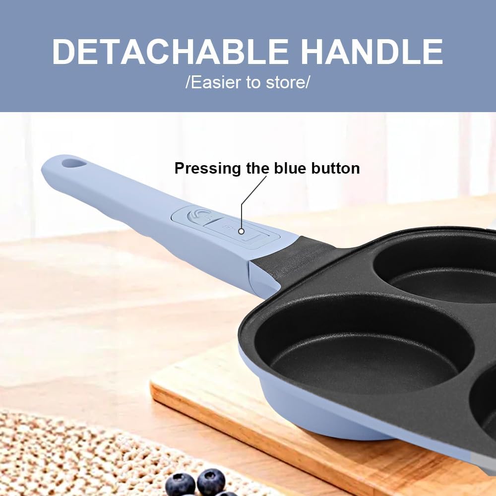 RANX INGST 4-Cup Egg Pan with Lid, Nonstick Omelette Skillet - Red