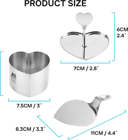 6 Pack Round Cake Ring Molds, Seamless Stainless Steel Cake Cutter with Pusher & Lifter, 3-Inch Dessert Mousse Rings for Baking (Includes 1 Pusher, 1 Lifter and 6 Rings)