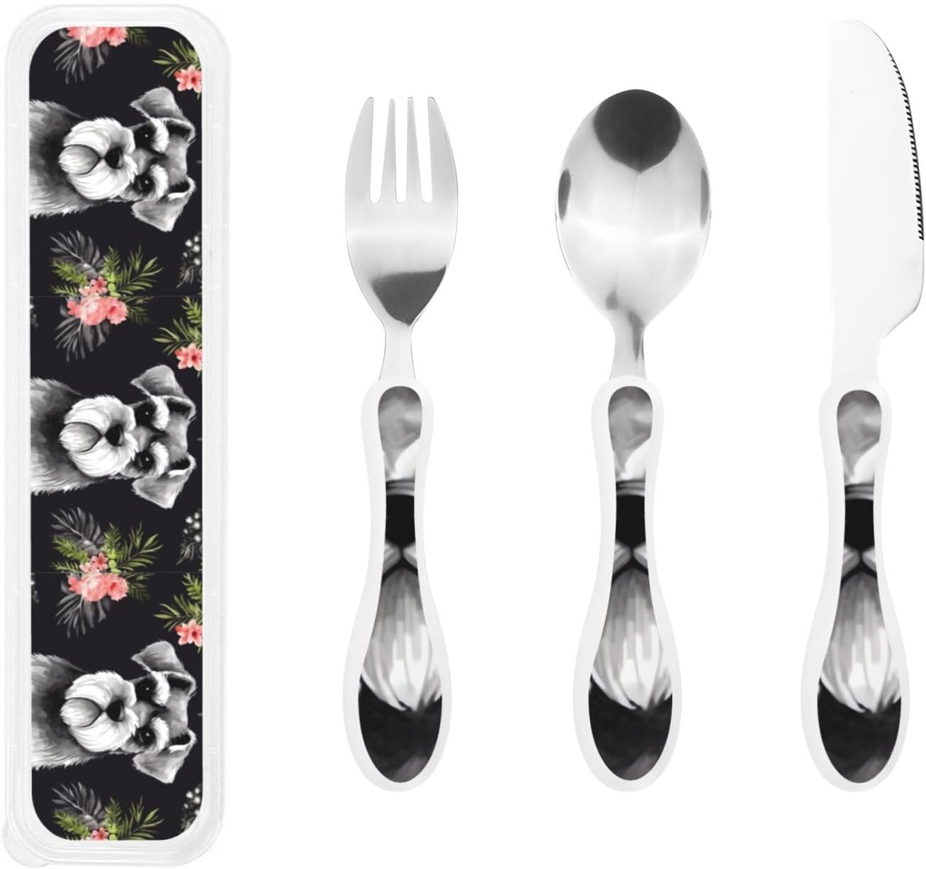 3-Piece Kids Silverware Set With Storage Case, Stainless Steel Reusable Children Safe Knife Spoon Fork Set Grim Reaper Children Flatware Set For Kids Lunch Box