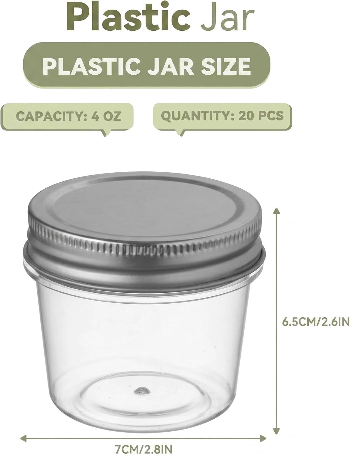 novelinks 4 oz Small Plastic Jars with Lids, 40 Pack Mini Plastic Mason Jars with Lids 4oz, Craft Storage Containers & Canning Jars & Small Spice Jars for Kitchen Organization (40 Pack,Black)