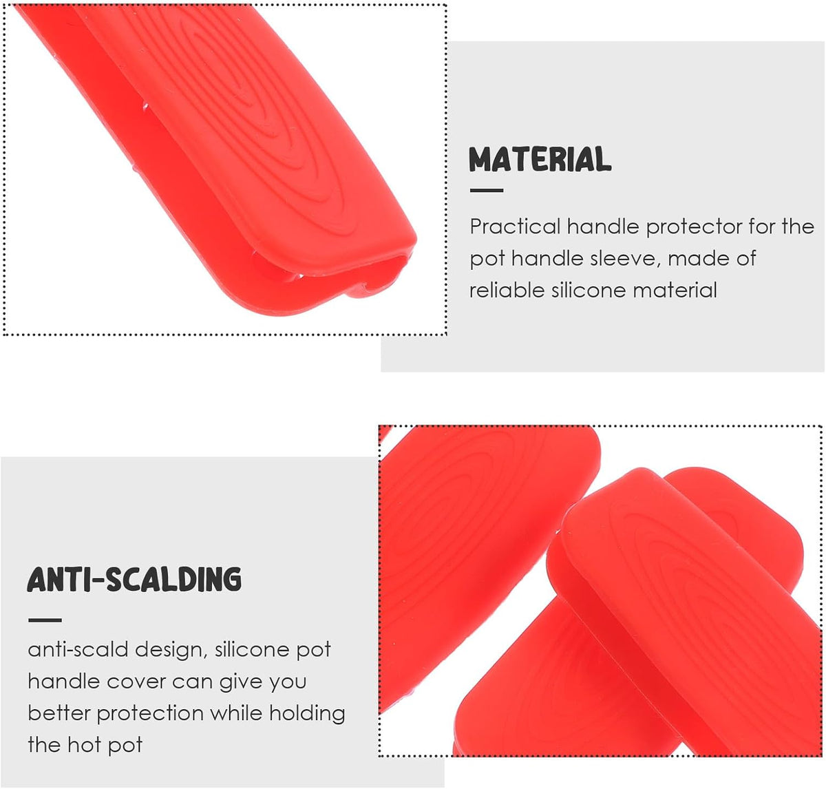 STOBAZA 4 Pieces Heat-Resistant Silicone Non-Slip Pot Handle Covers Set, Anti-scalding Frying Pan and Cast Iron Skillet Handle Sleeves for Kitchen Cooking Safety