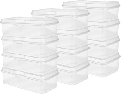 Sterilite 12-Pack FlipTop Stackable Rectangular Storage Bin with Hinging Lid, Clear