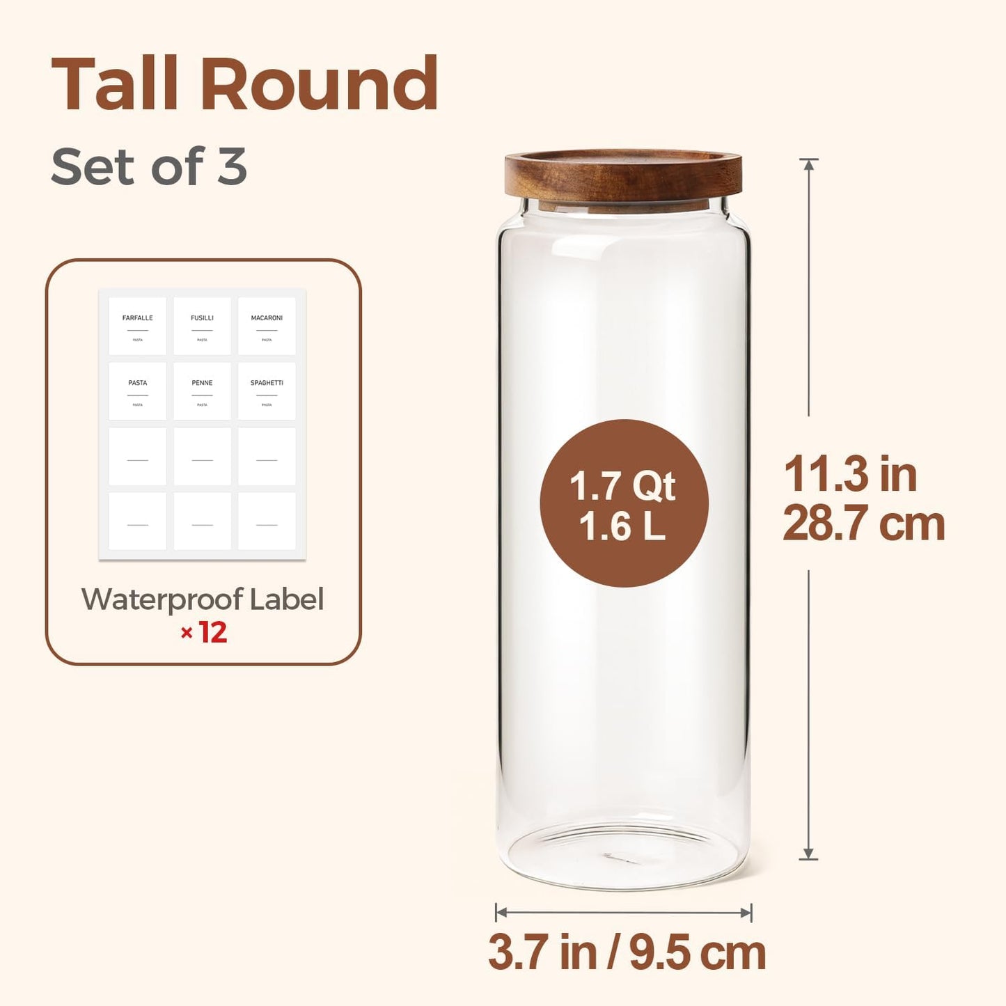 ComSaf 2Pcs (4.2Qt) Wide-Mouth Flour Sugar Storage Containers - Include Scoops & Labels, Easy to Scoop & Airtight, Large Glass Jar for Bakers to Store Bulk Flour, Rice, and Dry Goods in Kitchen Pantry