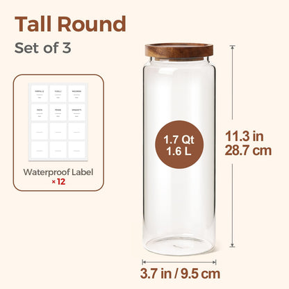 ComSaf 2Pcs (4.2Qt) Wide-Mouth Flour Sugar Storage Containers - Include Scoops & Labels, Easy to Scoop & Airtight, Large Glass Jar for Bakers to Store Bulk Flour, Rice, and Dry Goods in Kitchen Pantry