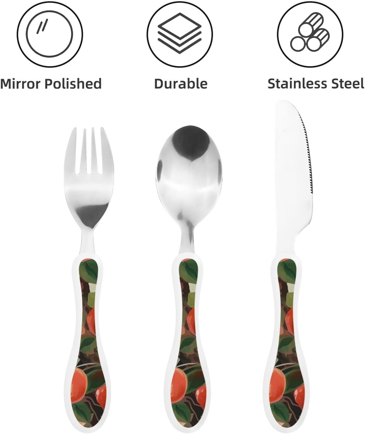 3-Piece Kids Silverware Set With Storage Case, Stainless Steel Reusable Children Safe Knife Spoon Fork Set Blue Active Girl Running Sunset Children Flatware Set For Kids Lunch Box - Colors C