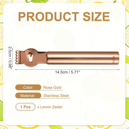 uxcell Lemon Zester Tool Stainless Steel Orange Peeler Silver