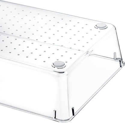 Kingrol 6 Pack 12 x 6 x 2 Inch Clear Drawer Organizer Trays, Desk Drawer Divider Storage Bins, Storage Box Set for Utensils Junks Vanities Makeups Jewelry Office Craft Supplies