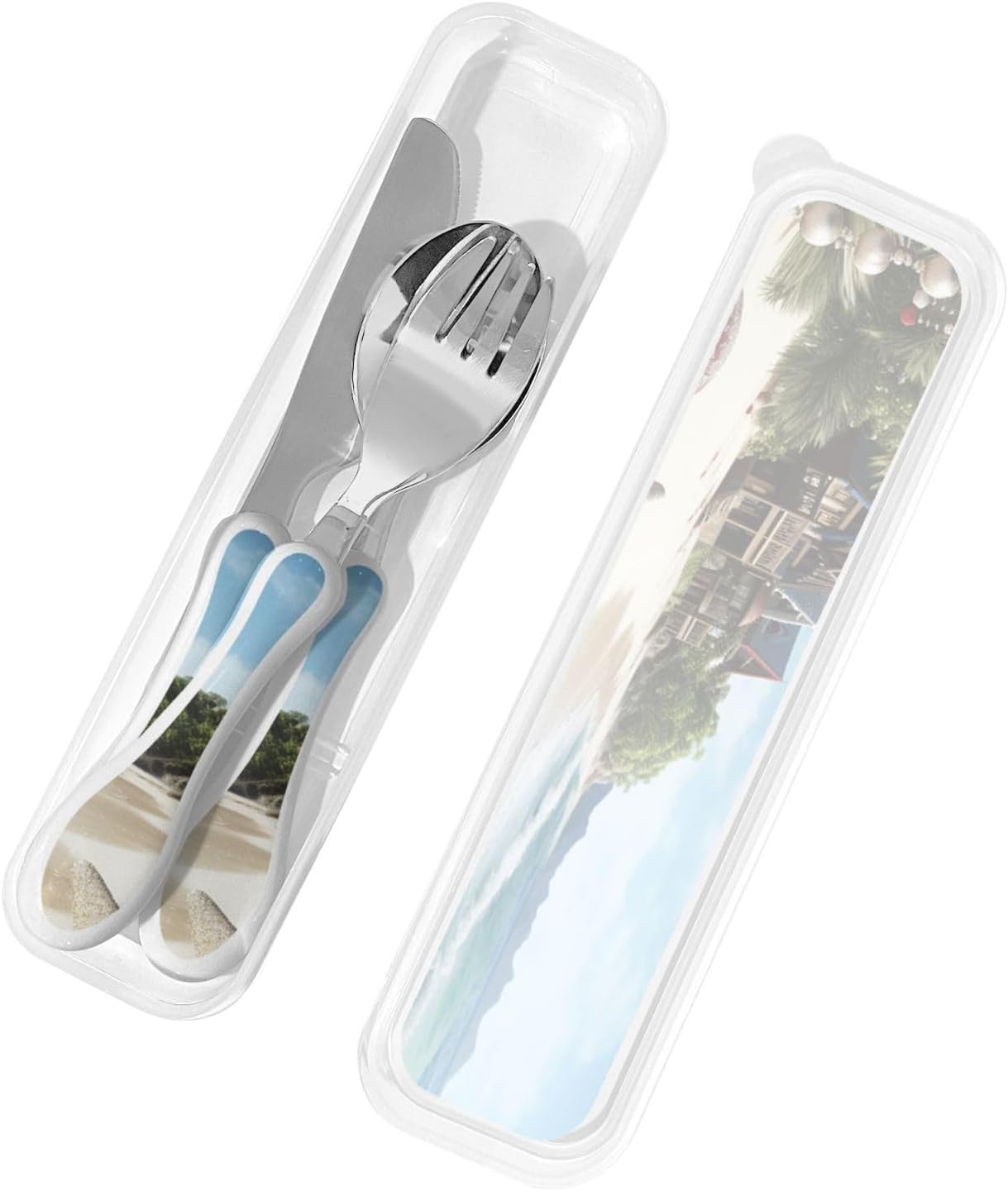 3-Piece Kids Silverware Set With Storage Case, Stainless Steel Reusable Children Safe Knife Spoon Fork Set Classy Flowers Children Flatware Set For Kids Lunch Box