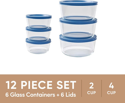 6-Piece Glass Food Storage Containers Set (3 Containers + 3 BPA-Free Lids) | 2-Cup, Leakproof | Microwave, Freezer, Oven & Dishwasher Safe | Ideal for Meal Prep & Pantry Organization, Pistachio