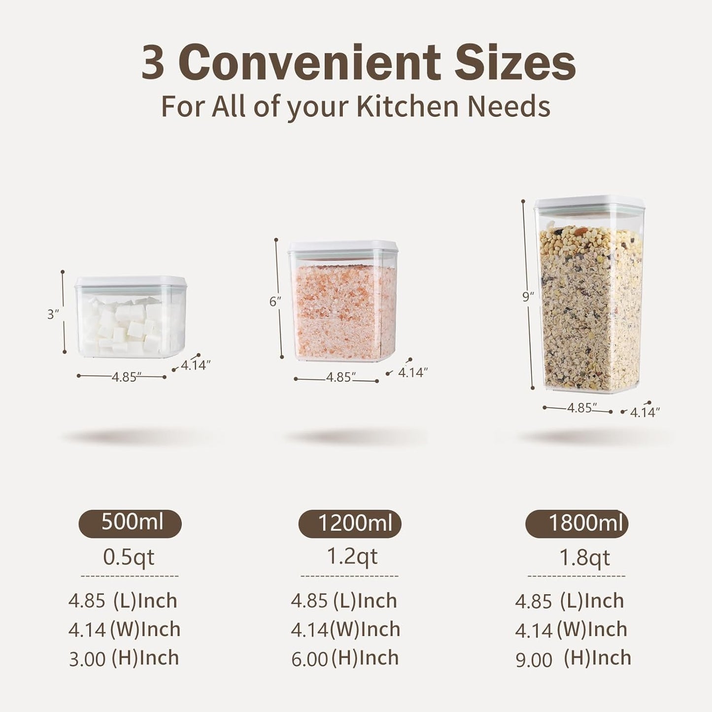 Melovom Pop Airtight Food Storage Container with Lid, 4L/4.2qt Large Cereal Flour Sugar Storage Container with Scoop, One Button Opening, BPA-Free, Kitchen Pantry Organization and Storage