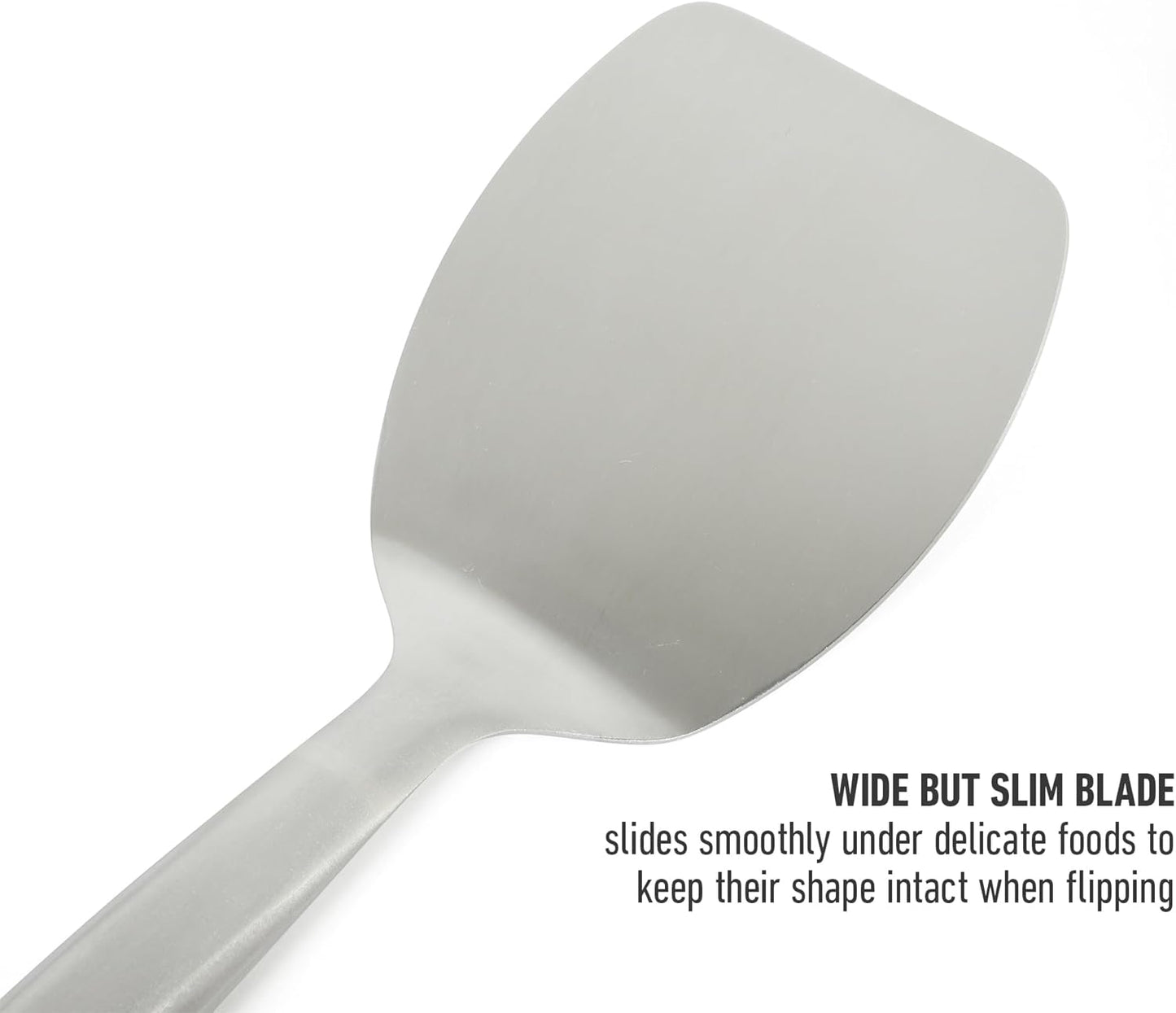Calphalon Slotted Turner, Kitchen Flipping Spatula, Slotted Spatula, Stainless Steel Turner with Silicone Heat Resistance Handle, Nonstick-Safe Spatula for Draining and Flipping (Navy)