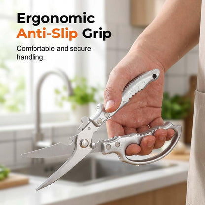 Heavy-Duty Multifunction Kitchen Shears, Ultra Sharp Stainless Steel Poultry Scissors for Bone Chicken Turkey, Multi-Purpose Kitchen Scissors with Bottle Opener Fish Scale Scraper Nut Cracker (2)