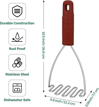 Beneno Ergonomic Soft Grip Stainless Steel Potato Masher, Black