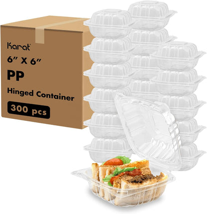 Karat FP-HC99PP-3CU 9"X 9" PP Hinged Containers 3 Compartment - (Case of 200)