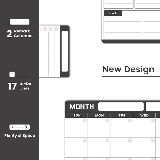 ALEZEL Magnetic Dry Erase Refrigerator Calendar, Dry Erase Calendar White Board Set for Fridge - Magnetic Monthly & Weekly Planner with List Board, 4 Markers + Eraser