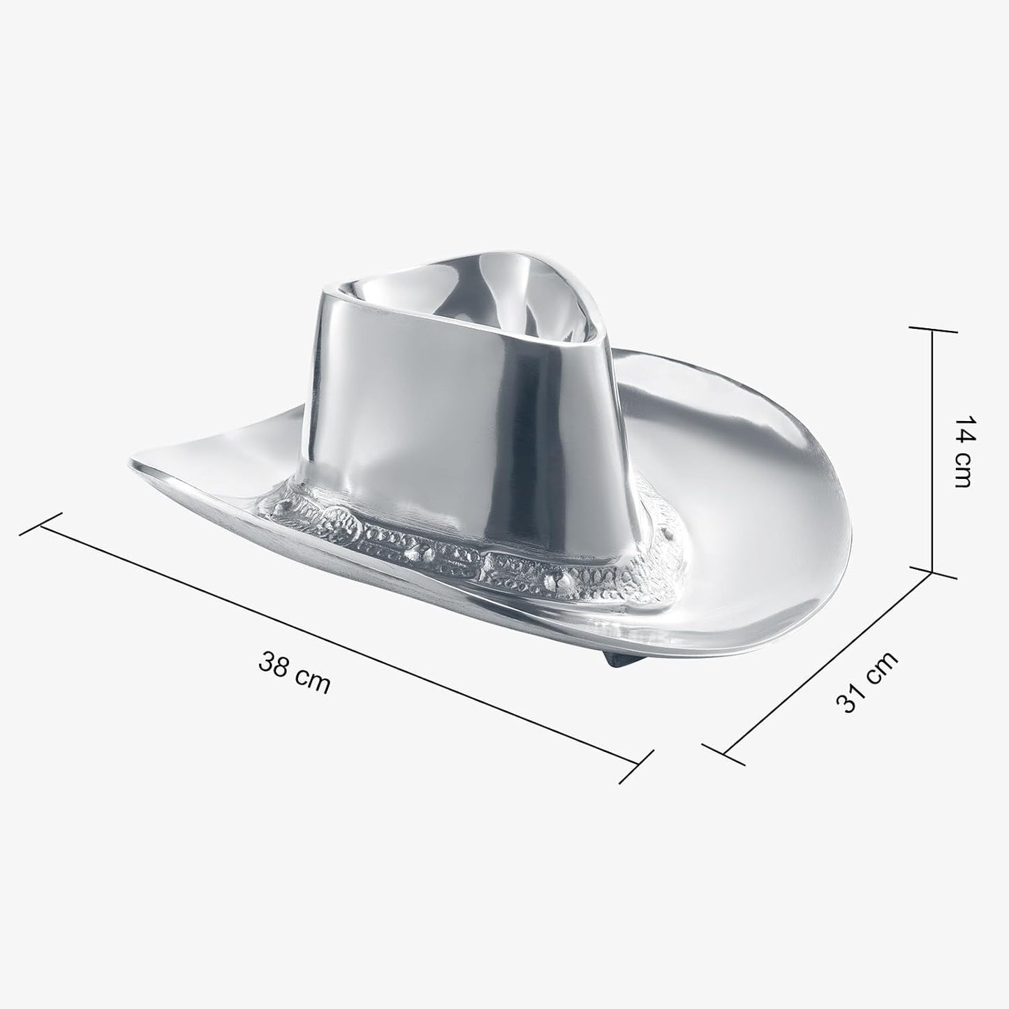 Cowboy Hat Chip and Dip Serving Bowl Silver Brass Snack, Western Candy & Salad Bowl - Chip n Dip All American Hat Centerpiece Serving Platter for Nuts, Salsas, Food, Serveware Decor Entertaining 1PC