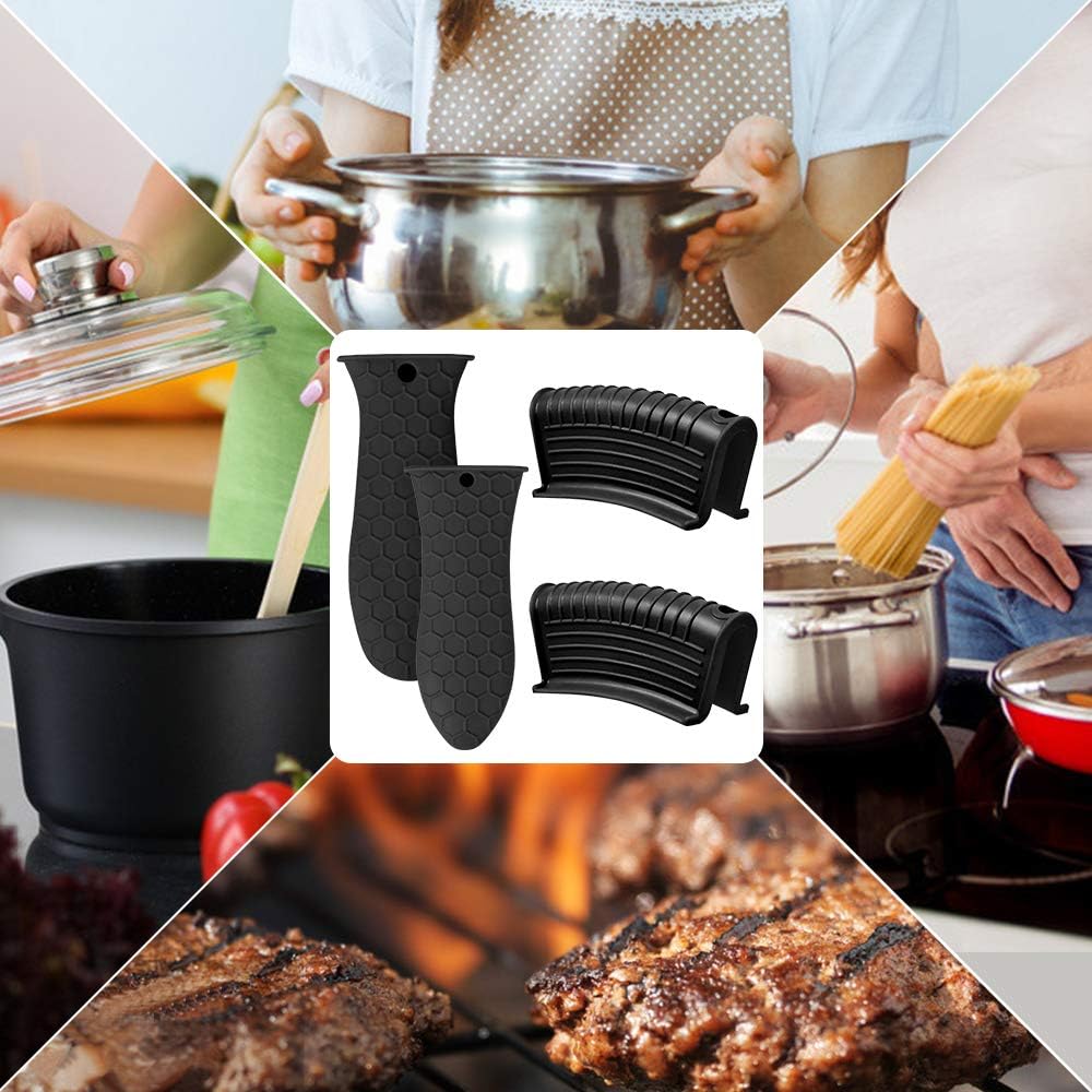 Silicone Hot Handle Holder, Heat Resistant Potholder Cookware Handle Cast Iron Skillets Handles Grip Covers for Cast Iron Skillet