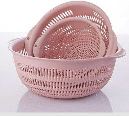 3 pcs Plastic Wash Basket Round Perforated Colander Wash Vegetables and Fruits Drain Cooked Pasta Kitchen Essentials Food Strainer Basket Strainer Kitchen Blue Yellow green red (3PCS-Green)