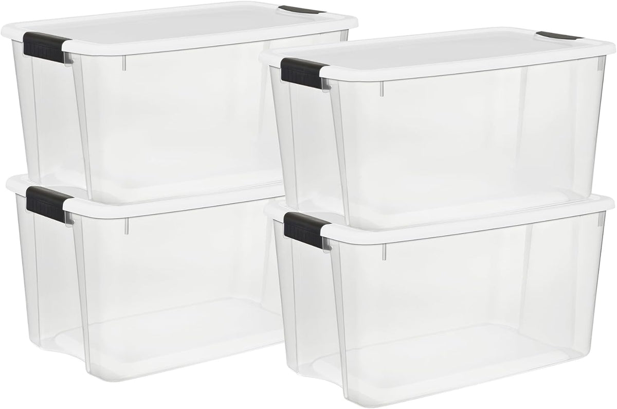 Sterilite 6-Pack Ultra Latching Box, Storage Bins with Lids, Clear Plastic, 18 Qt – Large Heavy-Duty Organizing Bin Containers for Home, Closet, Kitchen, Pantry, Bathroom, and Office