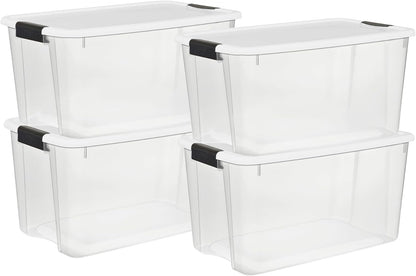 Sterilite 6-Pack Ultra Latching Box, Storage Bins with Lids, Clear Plastic, 18 Qt – Large Heavy-Duty Organizing Bin Containers for Home, Closet, Kitchen, Pantry, Bathroom, and Office