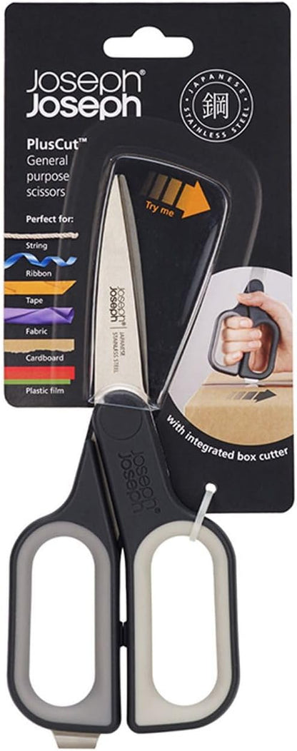 Joseph Joseph PowerGrip Kitchen Shears Scissors with Thumb Grip and Herb Stripper Separates for Cleaning Japanese Stainless-Steel, White/Green