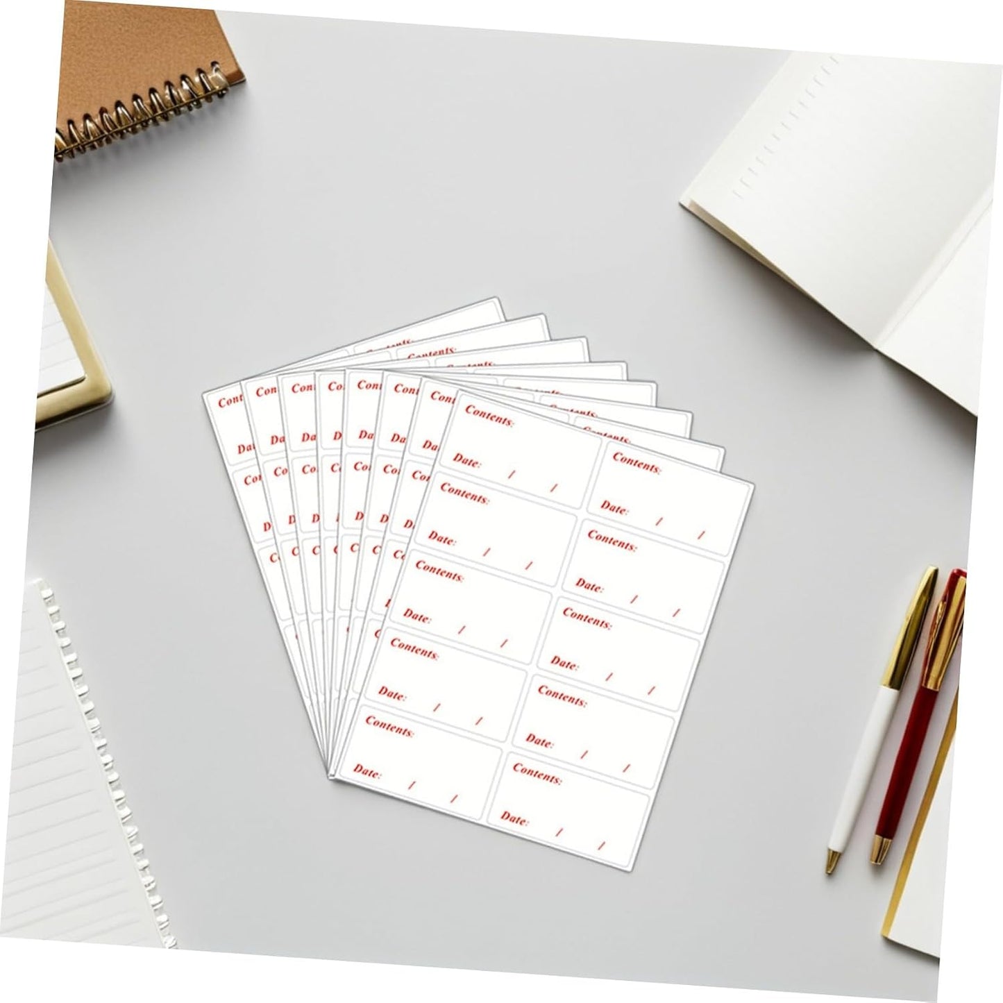 BETOOKY Removable Food Storage Labels 400pcs Waterproof PVC Meal Prep Use by Date Stickers for Freezer and Refrigerator Organization, Black and Red Date Content Labels for Kitchen