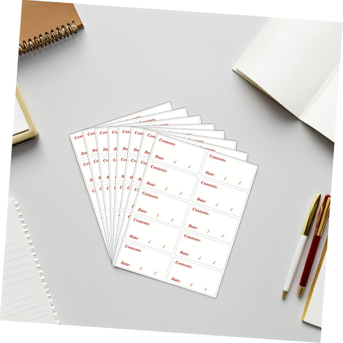 BETOOKY Removable Food Storage Labels 400pcs Waterproof PVC Meal Prep Use by Date Stickers for Freezer and Refrigerator Organization, Black and Red Date Content Labels for Kitchen