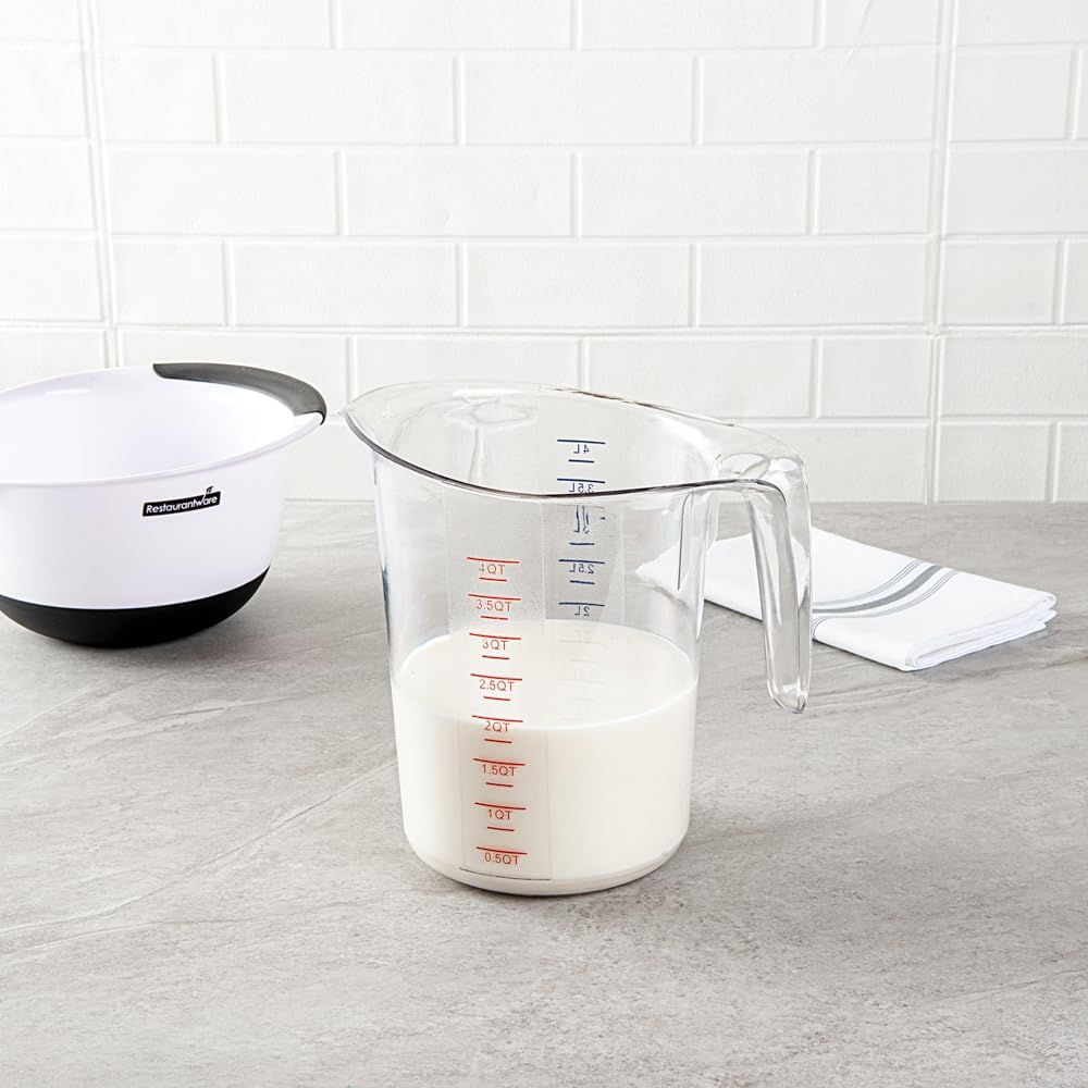Restaurantware Plastic Measuring Cup - Chef 101 Measuring Jug with Dual Unit Markings, Dishwasher Safe - Clear Measuring Cup for Kitchen, Restaurants