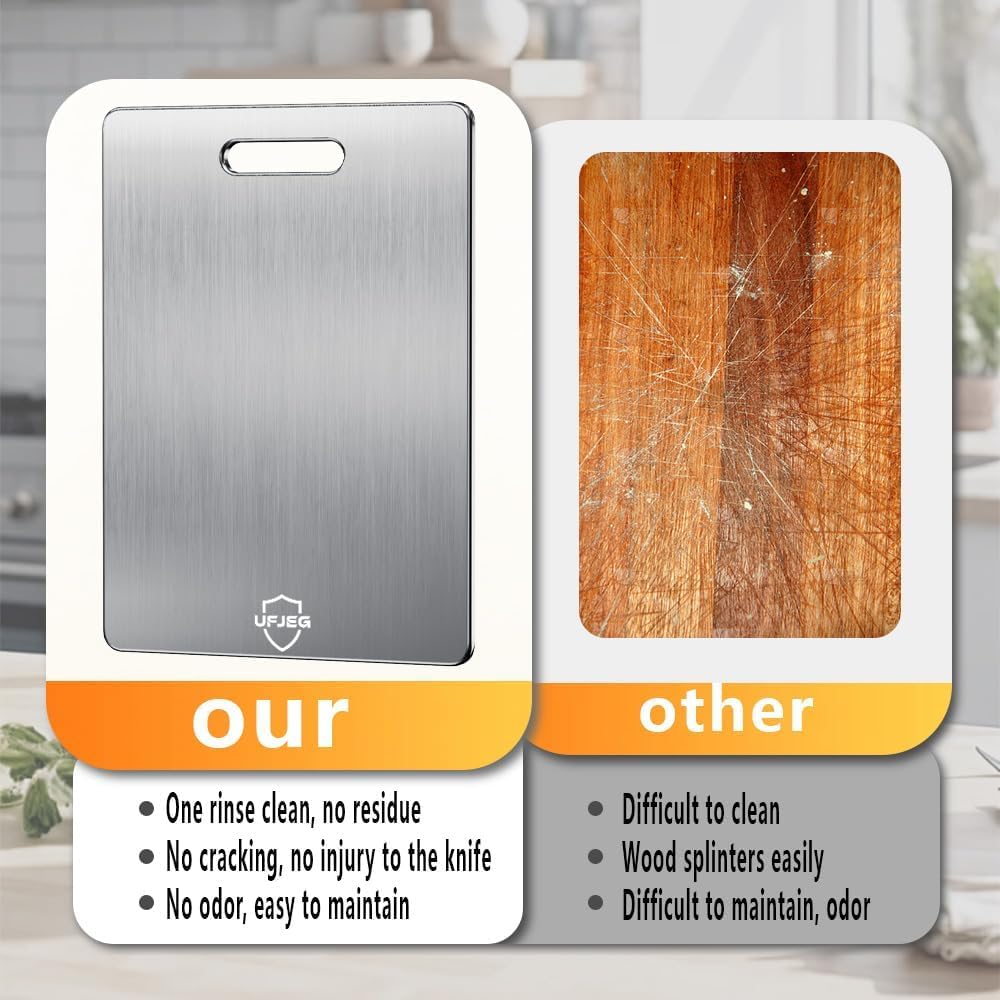 Titanium Cutting Board, 3 PCS Titanium Cutting Boards for Kitchen, Non Toxic, Double-Sided Food Grade Chopping Board for Outdoor Camping(15.6" x 11", 13" x 9.3", 11.8" x 7.8")