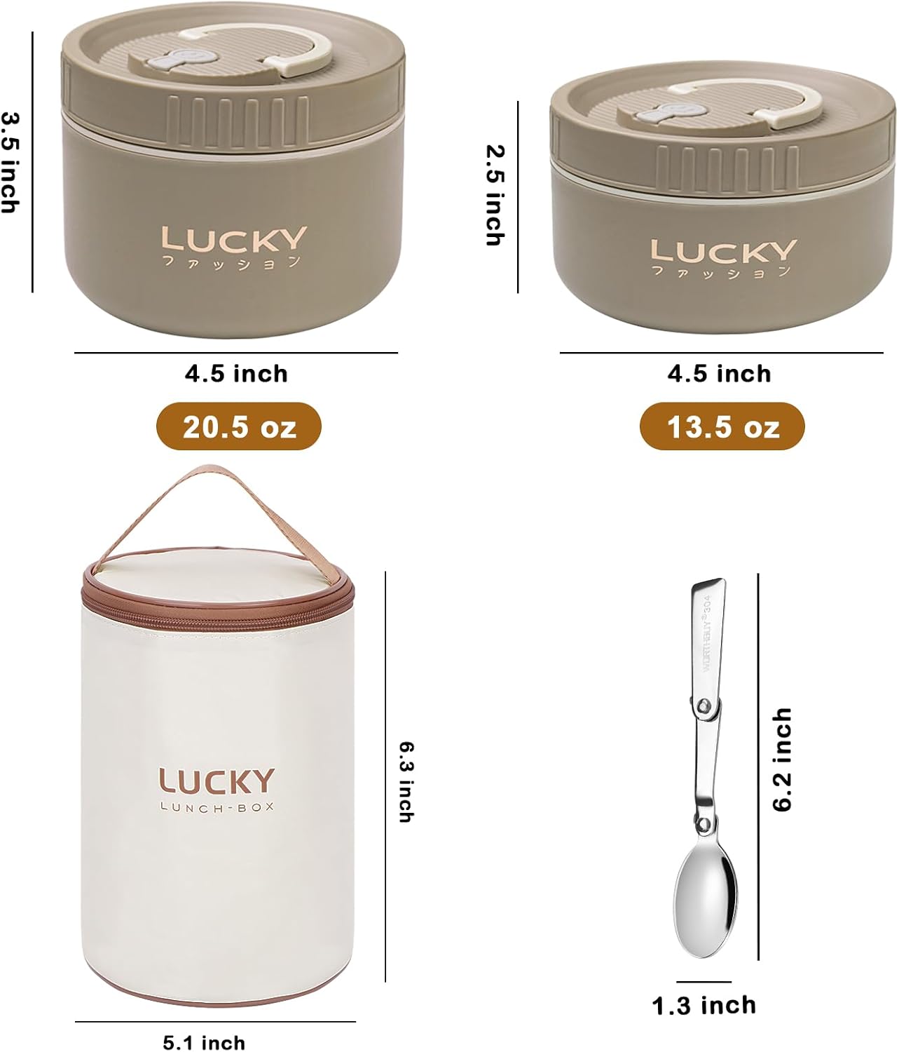 3 Compartments Bento Lunch box with Soup Bowl, Insulated Lunch Bag and Portable Utensils, Stainless Steel Camera Lunch Containers，Leak Proof Bento Box for Kids Adults Men Women…