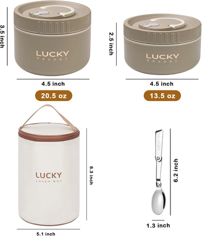 3 Compartments Bento Lunch box with Soup Bowl, Insulated Lunch Bag and Portable Utensils, Stainless Steel Camera Lunch Containers，Leak Proof Bento Box for Kids Adults Men Women…