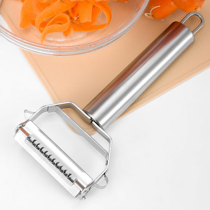 Kunovo Julienne Peeler Stainless Steel Vegetable Peeler,for Potato Carrot Melon Apple Vegetable Cutter Slicer,with Cleaning Brush