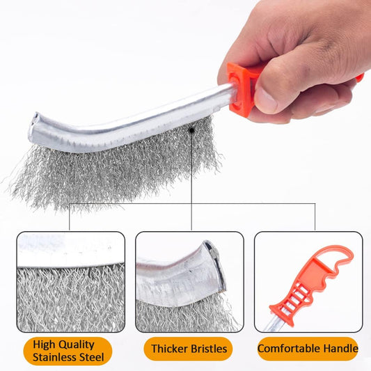 Grill Brush and Scraper with Handle, BBQ Grill Cleaning Brush for Grill Wizard Grate Cleaner, Safe Wire Stainless Steel BBQ Brush, Grill Cleaner
