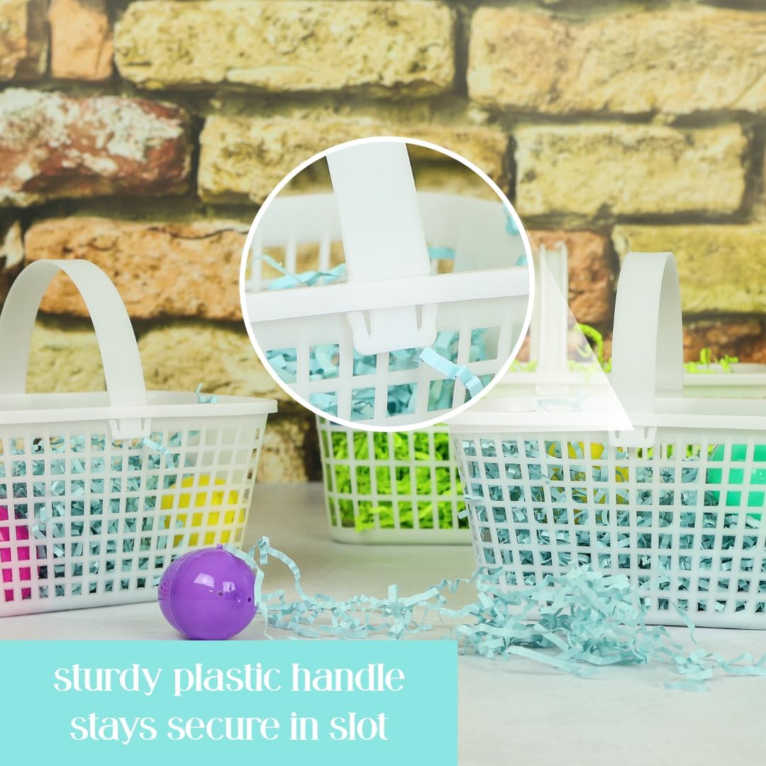 12 Pack – Small Plastic Basket with Handle for Produce Display, Harvesting Fruits and Vegetables, Party Décor, or Organization