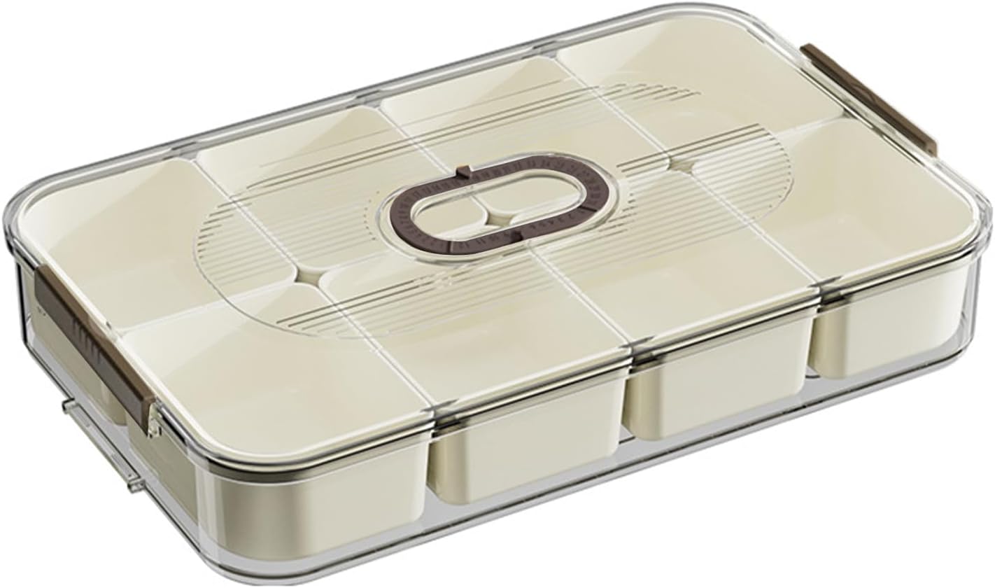 Snackle Box Container, Food Tray Divided with Lid, Portable Snack Platters - Clear Organizer, Veggie Tray for Party, Veggies, Snack, Fruit, Nuts (milk white)