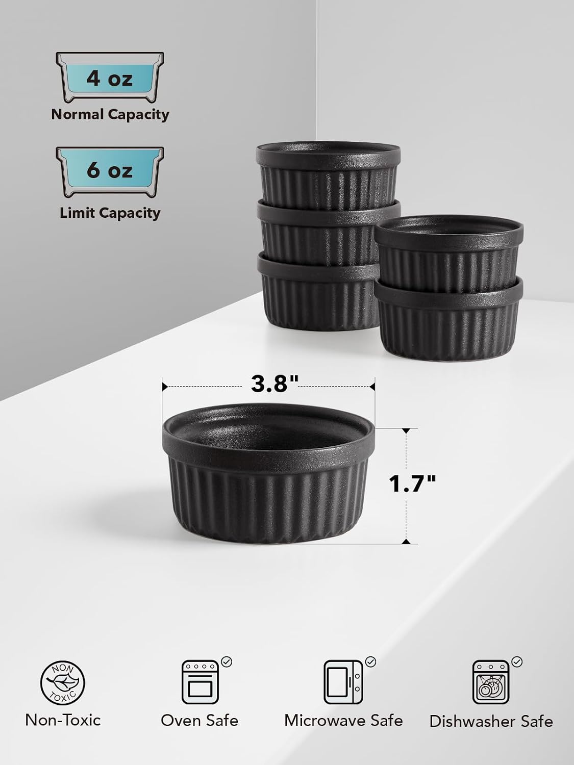 LE TAUCI Sauce Cups 2 OZ, Set of 6, White