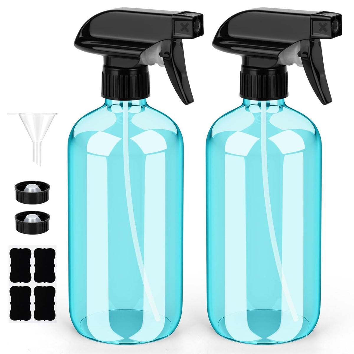 Bontip Glass Spray Bottle 16 oz for Cleaning, Plants (2 Pack, Amber)