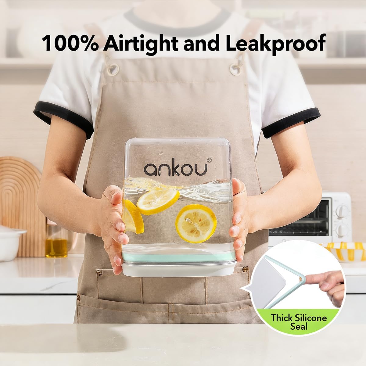 Ankou Airtight Container Set - (380ml 4 Pcs) Stackable One Button Openning Food Containers for Snacks Candy Salt Herbs Spices BPA-Free Tranparent (0.32 QT * 4)