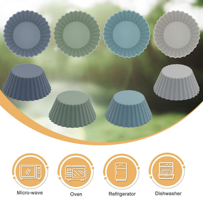 Silicone Baking Muffin Cups 12 Pack, Reusable Cupcake Liners Cake Molds, BPA Free, Dishwasher Safe(White, Green, Navy, Dusty Blue)