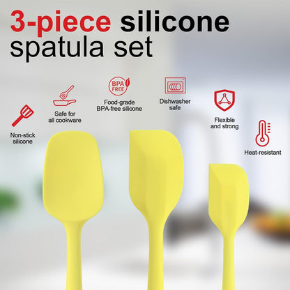 Silicone Spatula Set - Rubber Spatula - 600°F Heat Resistant Baking Spoon & Spatulas(Dark Grey)
