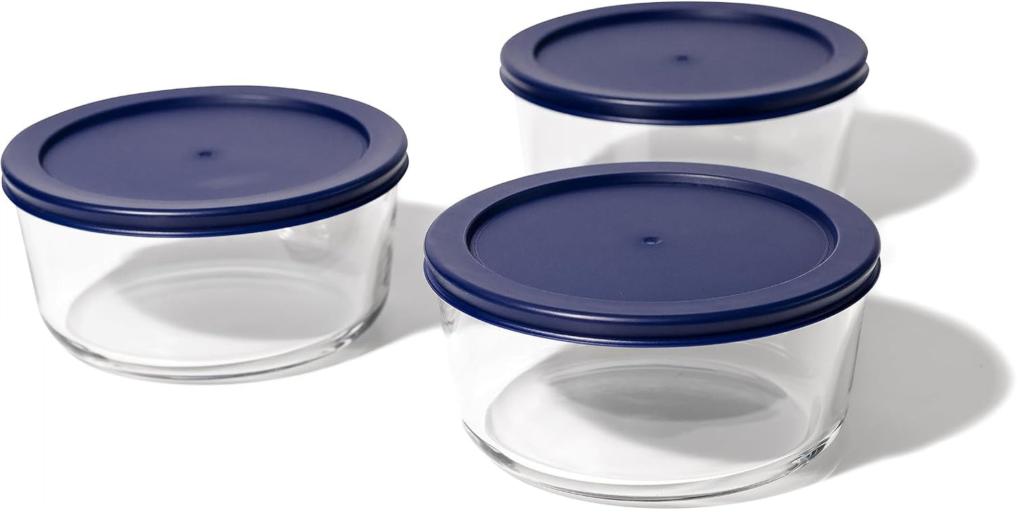 6-Piece Glass Food Storage Containers Set (3 Containers + 3 BPA-Free Lids) | 2-Cup, Leakproof | Microwave, Freezer, Oven & Dishwasher Safe | Ideal for Meal Prep & Pantry Organization, Pistachio