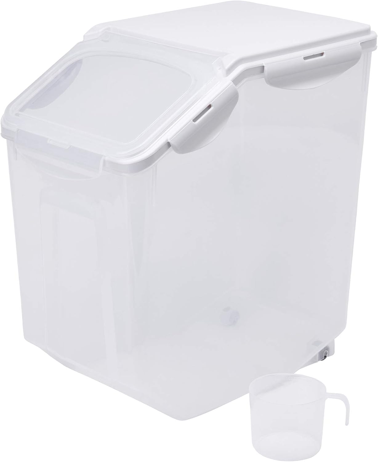 HANAMYA 10 Liter / 20 lbs Rice Storage Container with Measuring Cup, BPA free, For Rice | Grain | Pet Food | Flour, 2 counts, Clear