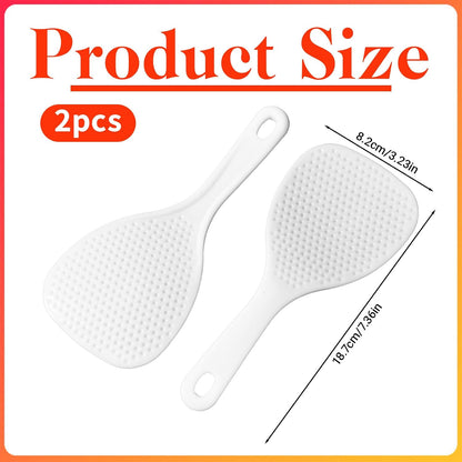 2 Pcs White Plastic Rice Paddle Spoon, 7.5 Inch Non-Stick Rices Paddle