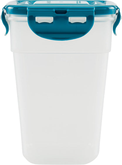 Rachael Ray Leak-Proof Nestable Container Food Storage Bin Set, 10-Piece, Clear with Teal Lids