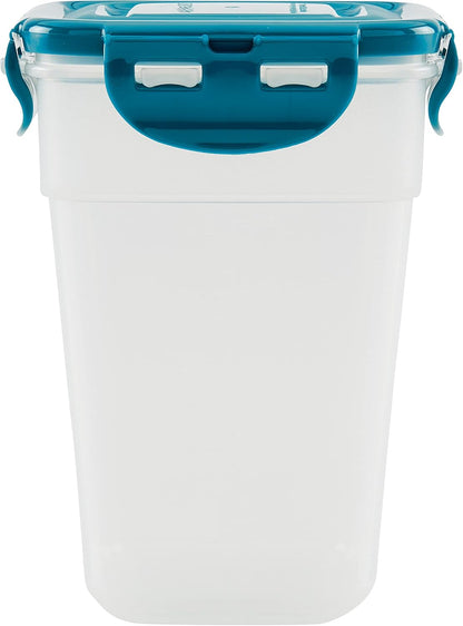 Rachael Ray Leak-Proof Nestable Container Food Storage Bin Set, 10-Piece, Clear with Teal Lids