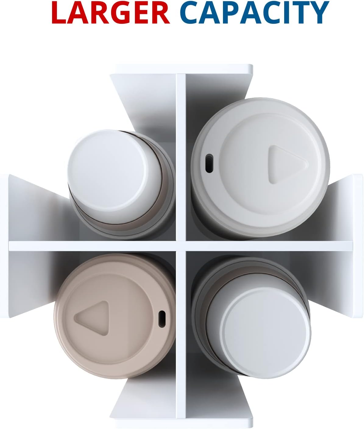KOTEMON Cup and Lid Holder, 4 Compartment, Square | Rotating Coffee Cup Dispenser Lid Carousel for Restaurant, Buffet, Coffee Station, Bar, Countertop, Clear Acrylic