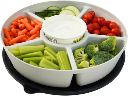 Heavy-Duty Divided Serving Tray with Leakproof Lid-6 Divided Compartments to Serve & Store Food, Snacks, Fruit Tray, Veggie Platter - 100% Made In USA by TEGRIWARE (Arctic Blueberry)