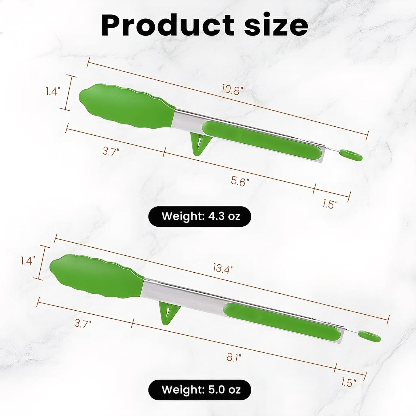 Kitchen Tongs Set of 2 (9” & 12”) – Stainless Steel & Silicone Cooking Tongs with Built-in Stand & Dishwasher Safe – Heat Resistant up to 600°F – Perfect for Grilling, BBQ, Salad & Frying