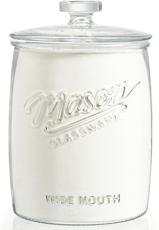 1 Gallon Glass Cookie Jar with Airtight Lid, Wide Mouth Mason Jar for Pantry & Laundry Room Organization, Large Apothecary Jars for Sugar, Candy, Rice, Dog Treat & Food Storage Jar– Set of 1